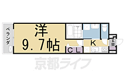 京楽 1Kの間取図画像