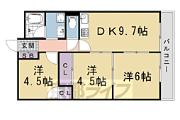 グリシーヌ京都西京極 3LDKの間取図画像