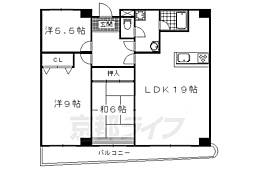 パレロイヤル西陣佐わらび 3LDKの間取図画像