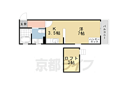ドーリアNIJO駅東 1Kの間取図画像