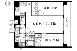 リーガルマンション京都御所西2 2LDKの間取図画像