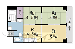 西京極ガーデンハイツ 3DKの間取図画像
