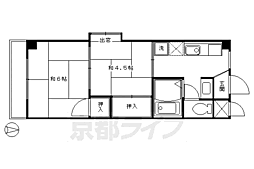 サンライズロード梅宮B 2DKの間取図画像