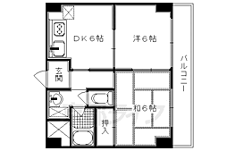 エレーゼ北野1 2DKの間取図画像