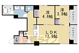 Vine Oak中京区竹屋町計画 2LDKの間取図画像