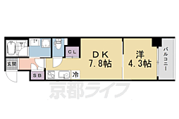 Vine Oak中京区竹屋町計画 1DKの間取図画像