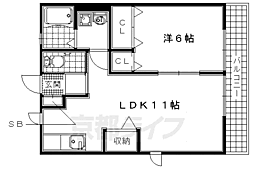 レトア山際 1LDKの間取図画像