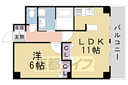 パストラーレ城南 1LDKの間取図画像