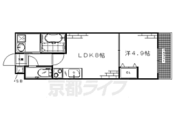 サクシード丹波橋 1LDKの間取図画像