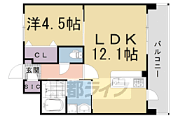 クレアドーレ京都二条 1LDKの間取図画像