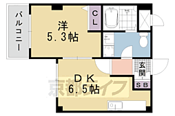アマルフィ山科 1DKの間取図画像