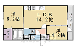京都市伏見区深草墨染町アパート 2LDKの間取図画像