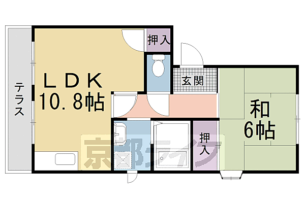 メゾン　マキ 101｜京都府京都市左京区岩倉花園町(賃貸アパート1LDK・1階・39.00㎡)の写真 その2