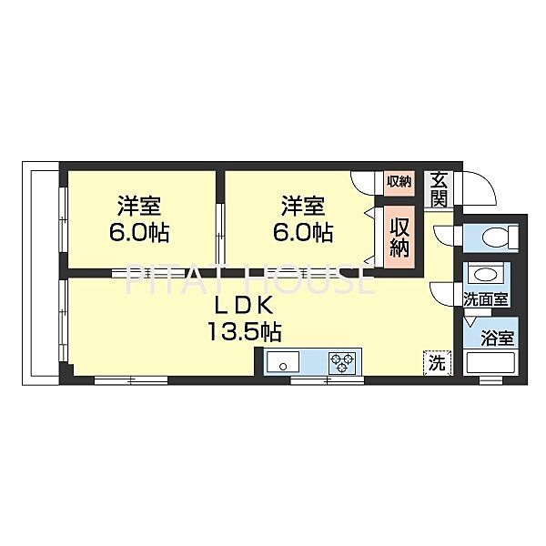 嶋ビル 402｜和歌山県和歌山市本町３丁目(賃貸マンション2LDK・4階・55.00㎡)の写真 その2