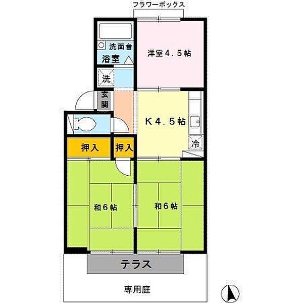 ハイツコイケII 103｜和歌山県和歌山市平井(賃貸アパート3K・1階・45.74㎡)の写真 その2