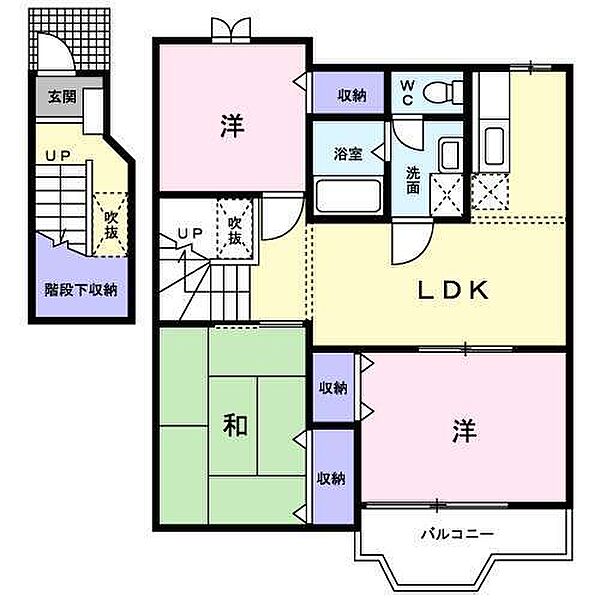 ラフィネ花水木 202｜和歌山県和歌山市園部(賃貸アパート3LDK・2階・65.98㎡)の写真 その2