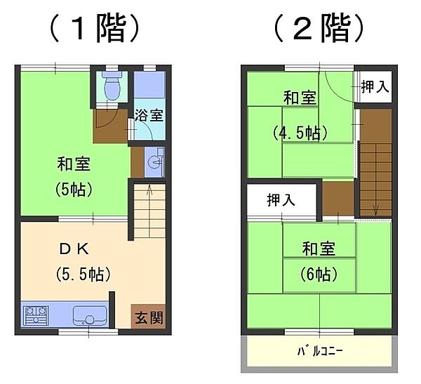三幸園部住宅 3｜和歌山県和歌山市園部(賃貸アパート3DK・1階・45.36㎡)の写真 その2