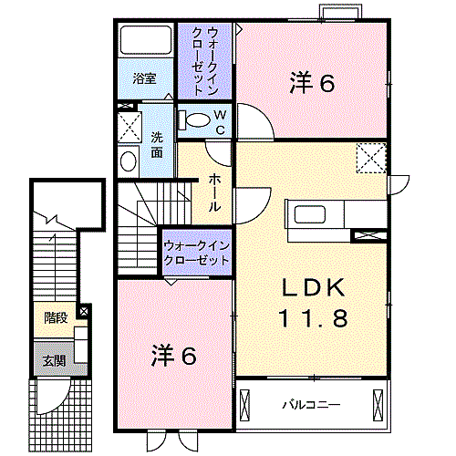 ヴァンクール貴志川I 202｜和歌山県紀の川市貴志川町丸栖(賃貸アパート2LDK・2階・58.80㎡)の写真 その2