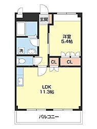 ノース・タツノ1 1LDKの間取図画像