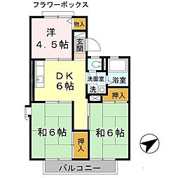 メゾン楠見中　Ｂ棟 2階3DKの間取り