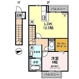 パルテール小雑賀 1LDKの間取図画像