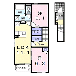 シャライム 2LDKの間取図画像