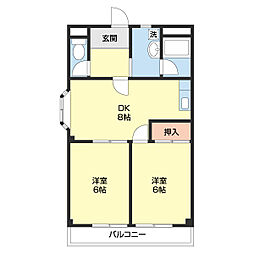 ラ・プラージュ 2DKの間取図画像