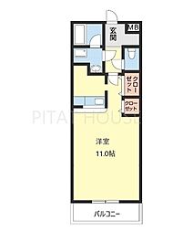 フジパレスコンフォートK ワンルームの間取図画像