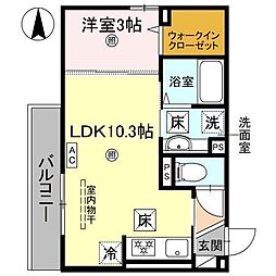 トリシアシャトー 1LDKの間取図画像