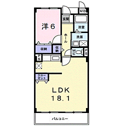 グランド・メール 1LDKの間取図画像
