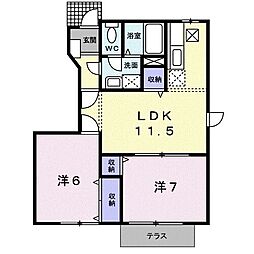 エクセレントガーデンA 2LDKの間取図画像