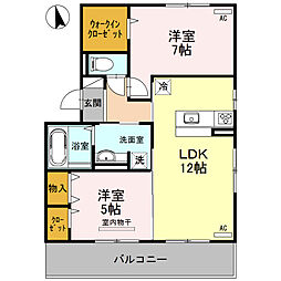 ComodoL 2LDKの間取図画像
