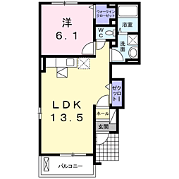 グロワールA 1LDKの間取図画像