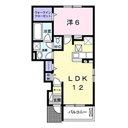 アデルコートα 1LDKの間取図画像