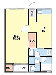 家永マンション 1DKの間取図画像