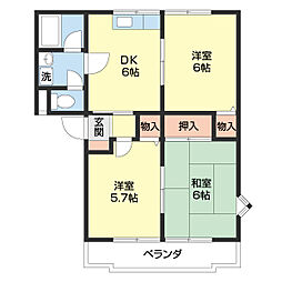 グリーンフルうちはら 3DKの間取図画像