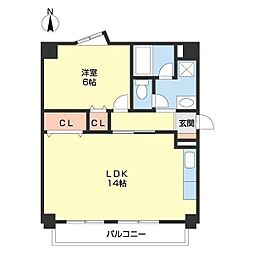 リベラルパレス太田 1LDKの間取図画像