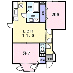パティオ喜多山C 2LDKの間取図画像