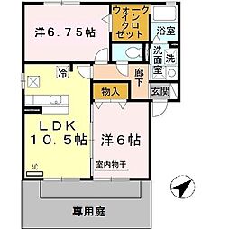 グリーンコート岩出A 2LDKの間取図画像