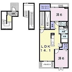 ケーズコートオーシャンヴィレッジ 2LDKの間取図画像