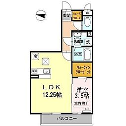 セレーノ黒田 1LDKの間取図画像