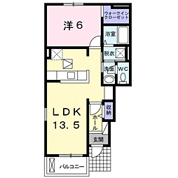 カルム岡田 1LDKの間取図画像