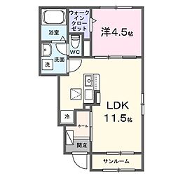 ルチェリデA 1LDKの間取図画像