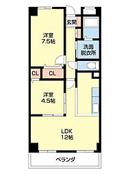メゾン山水3号館 2LDKの間取図画像