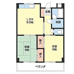 グリーンフル小雑賀 2LDKの間取図画像