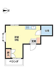 寺村ビルめぐみハイツ北新 ワンルームの間取図画像