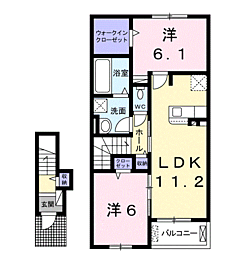 ポポラス2 2LDKの間取図画像