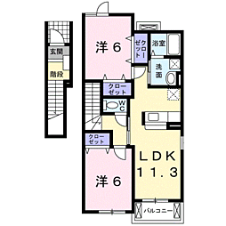 リバーサイド・ガーデン打田A 2LDKの間取図画像