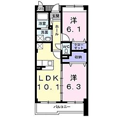 リヴェール栄谷 2LDKの間取図画像