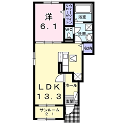 皐1 1LDKの間取図画像
